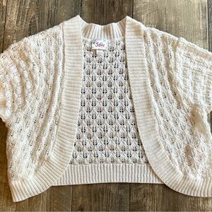 Justice Girls White Open-Knit Shrug